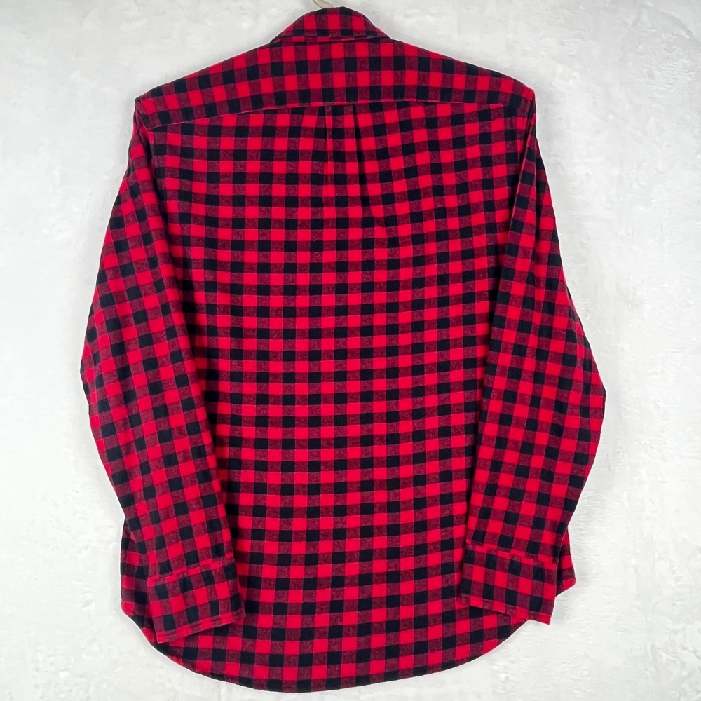 J.Crew Flannel Shirt Mens L Red Black Buffalo Check Classic Fit Cotton Pocket - Picture 8 of 12